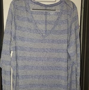 NWT - Lane Bryant - Striped Long-Sleeve Top - 26/28 - Blue & Silver
